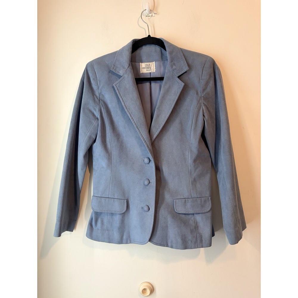 Vintage Vogue Couturier Design Blue Suede Blazer Jacket Small‎ Classic Designer
